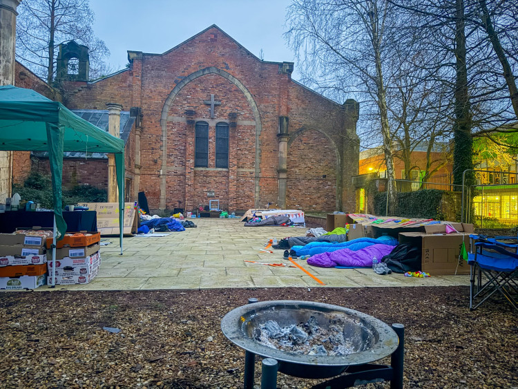 Over 25 people gathered at the grounds of Crewe's Christ Church to take part in YMCA Sleep Easy 2026, organised by YMCA Cheshire on Friday 6 March (Photo: Supplied).