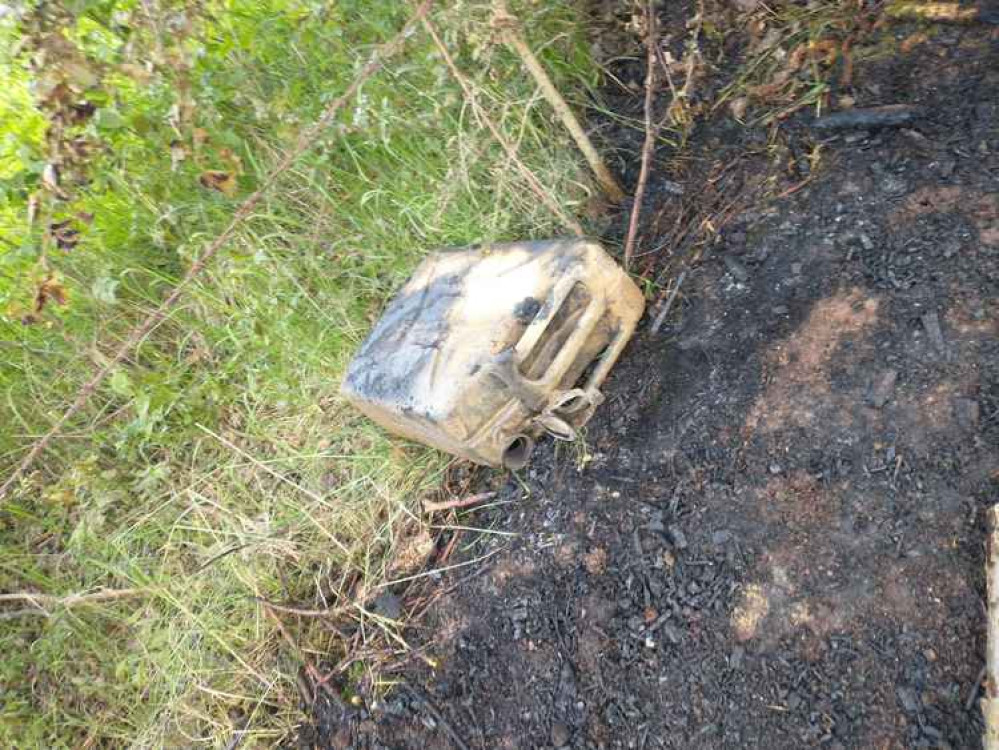 A petrol can appears to have been left behind at Swadlincote Woodlands. Photo: Swadlincote SNT