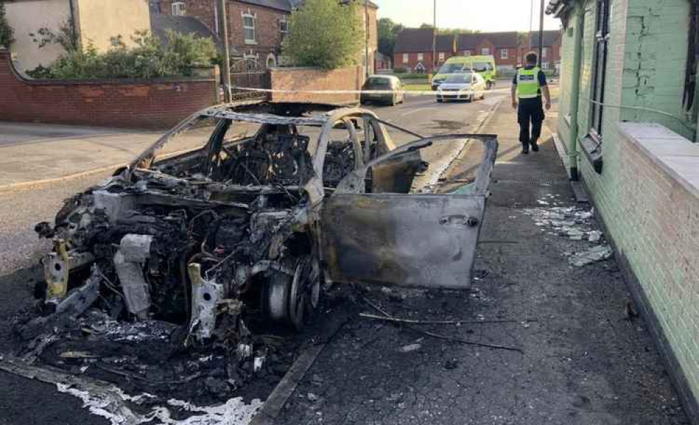 The car was burnt out. Photo: Swadlincote SNT