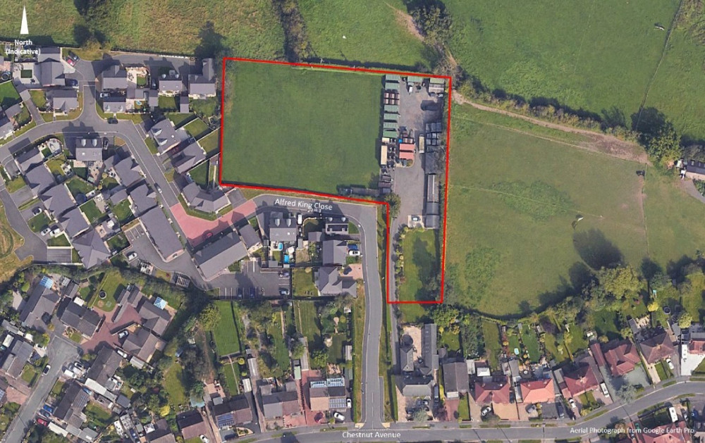   The application site off Alfred King Close at Shavington (Photo: Google).