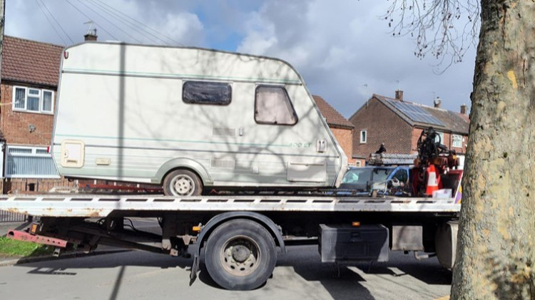 £100,000 in drugs has been seized in Brinnington, as well as some weapons, plus a caravan which contained some substances (Image - GMP)