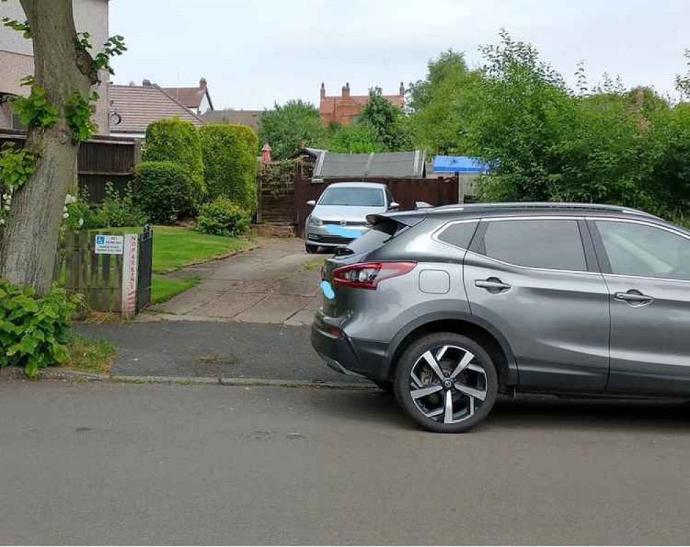 The car was parked part the way across the drive meaning the man could not get out. Photo: Swadlincote SNT