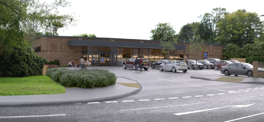Proposed view from Portsmouth Road of the new Aldi (image via planning application)