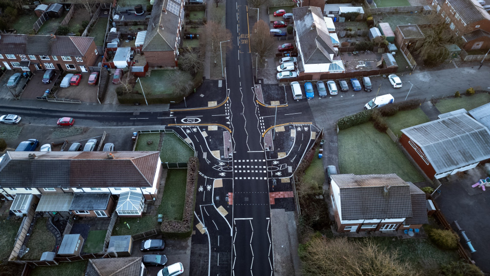 A new crossing has been completed at Etchells Road and Bruntwood Lane, aiming to connect Bruntwood Park to areas nearer the A555 (Image - Stockport Council)