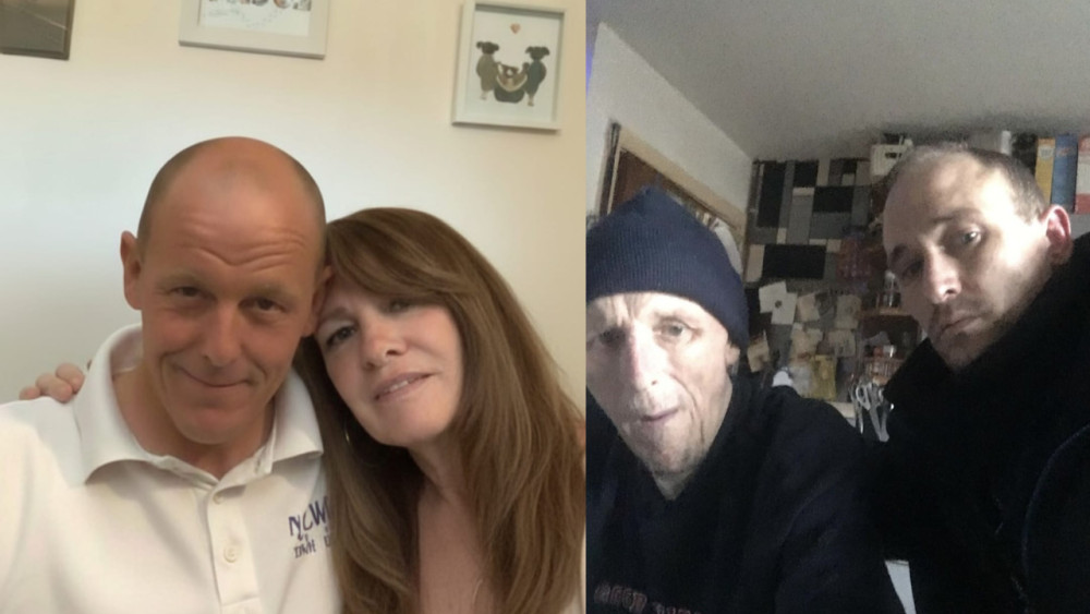(Left) Mark Shaw with wife Lesley Shaw. (Right) Mark pictured with his youngest brother Carl just weeks before his death (images via Billion Media)