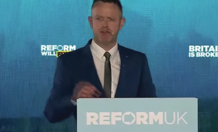 Cllr Tom Kelly on stage at last night's rally. 