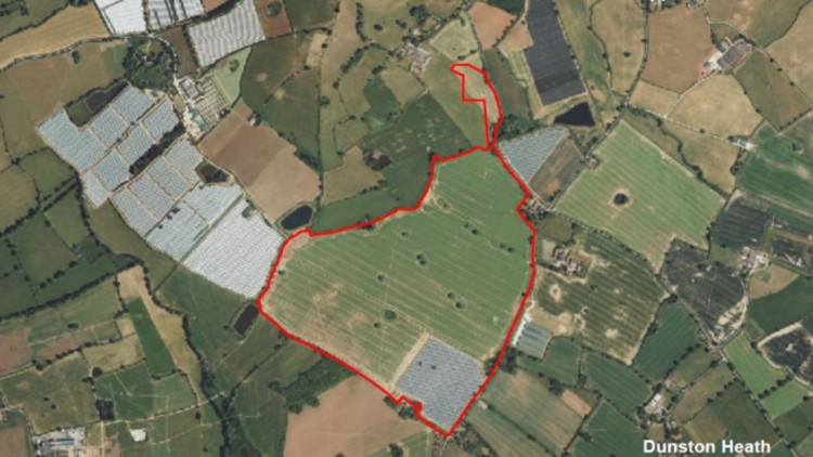 An Image Of The Aerial Site Boundary For The Proposed Solar Farm (image via  South Staffordshire Council)
