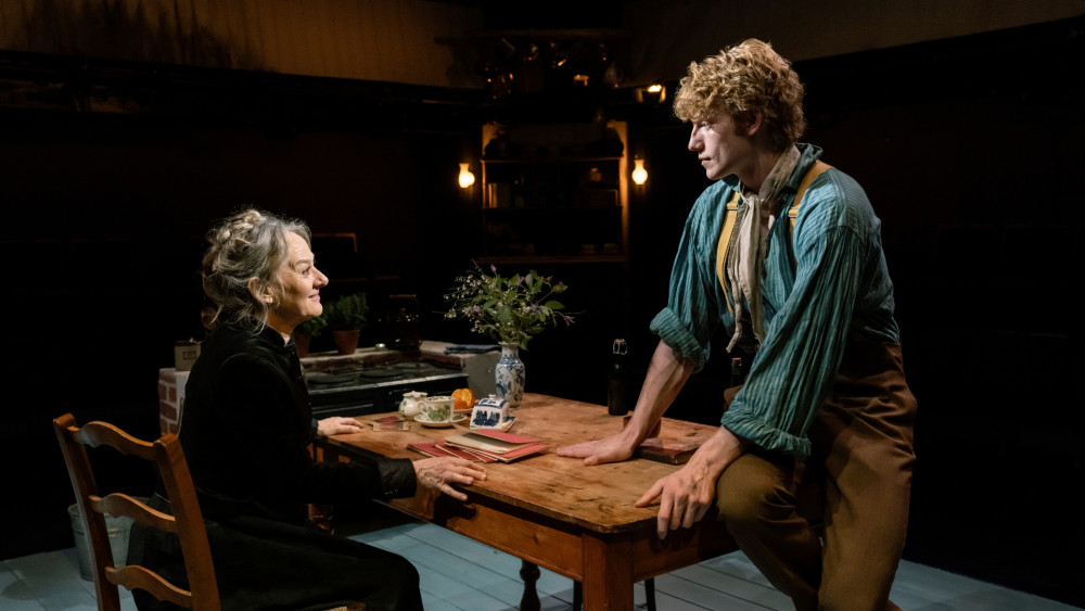Niamh Cusack (left) as Ursula and Jeroen Frank Kales as Vincent van Gogh in Orange Tree Theatre's Vincent in Brixton (credit: Johan Persson).
