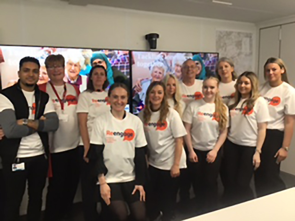 Volunteers from Re-engage and Balfour Beatty toured the area spreading message about charity. 