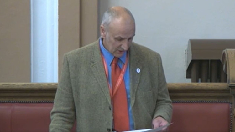 Cllr David Mountford says problems such as off-road motorbikes cut across ward boundaries (image via council webscast)