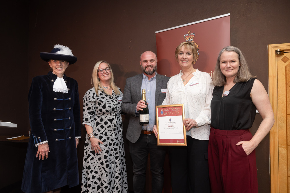 High Sherriff of Cheshire Joëlle Warren MBE DL with CEO of Cheshire Community Foundation Mel Sproston, Rossendale Trust's head of day opportunities Jason Blythe, WorkTaste coach Sarah Burke and Debbie Smith from Cheshire Community Foundation (Credit: Supplied)(Credit: Supplied)