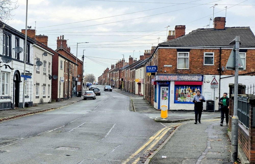 2 Middlewich Street, occupied by Taz's off-licence, is being listed at £98,000 by Auction Hammer Midlands on April 14 (Photo: Ryan Parker).