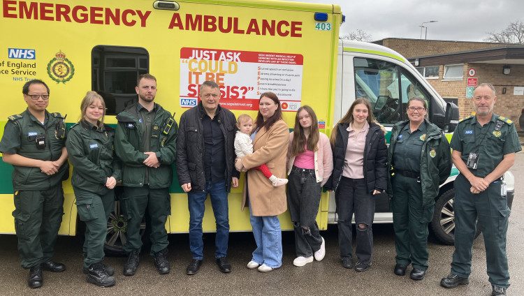 Ken Christy, joined by his partner Gemma and their daughter Grace, visited Basildon Ambulance Station to thank the ambulance crew who saved his life.