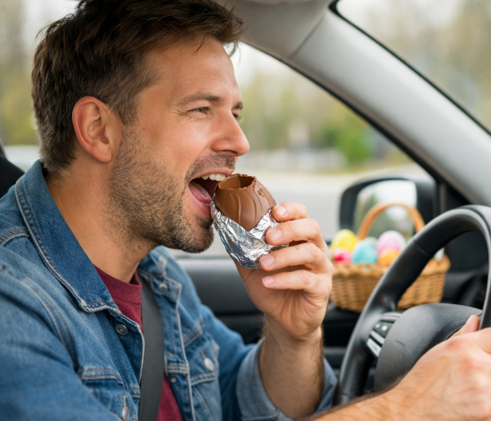 Eating chocolate behind the wheel could be classed as careless driving