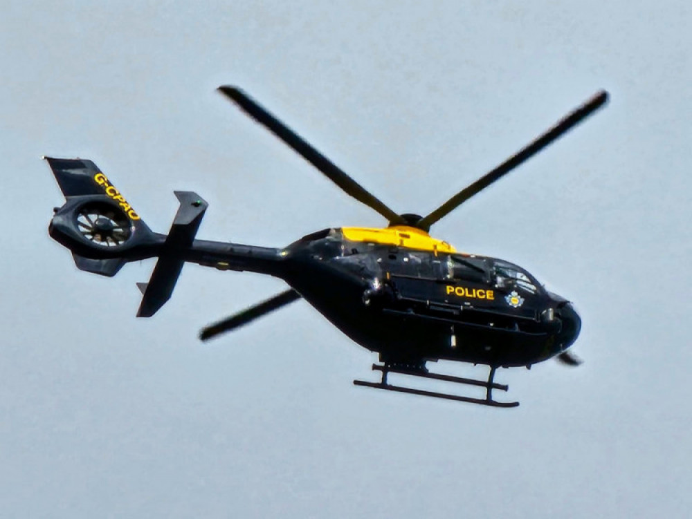 A police helicopter circled over Crewe on the evening of 23 March to help locate a missing man from Crewe. (Photo: Nub News).