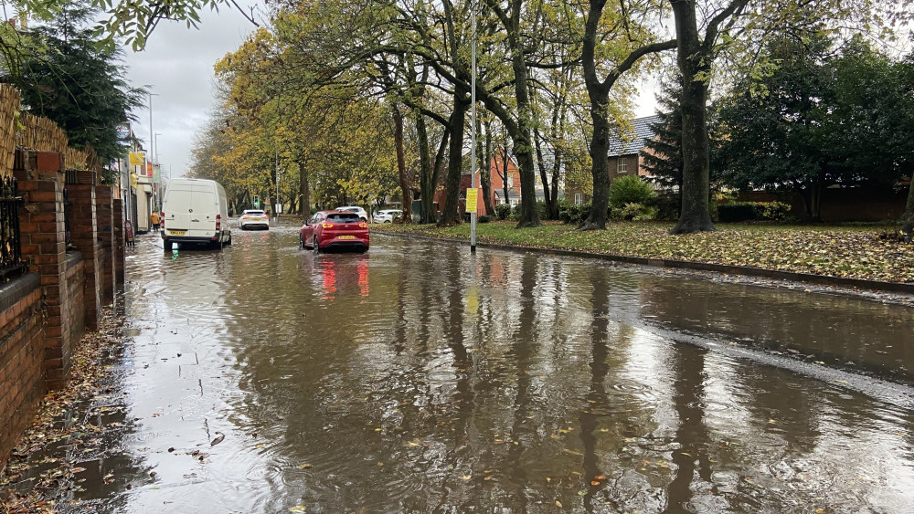 Flooding in London Road, Stoke-on-Trent on October 31, 2025 (image via Phil Corrigan - LDR)