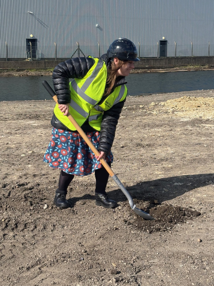 Borough MP Jen Craft digs in to mark the start of the project.