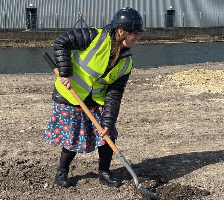 Borough MP Jen Craft digs in to mark the start of the project.