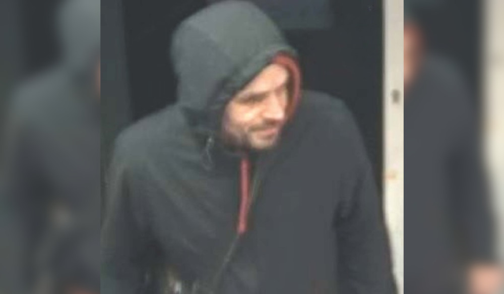 Police are looking to speak with this man following a deliberate fire at the Leasing.com Stadium, home of Macclesfield FC (Credit: Cheshire Police)