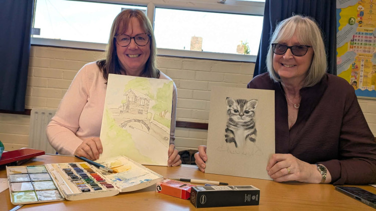 Alsager Arts Association's chair Maria Mottershead (left) and Sue Jones, treasurer. (Photo: Nub News)  