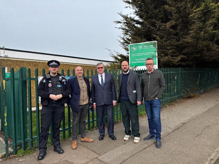 From left: Chief Inspector Paul Hogben, headteacher Tom Robinson, Roger Hirst, Richard Holden MP and Cllr Jeff Henry.