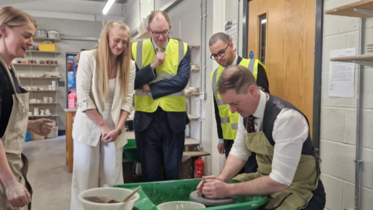 (Right to left) Chris McDonald MP - Industry Minister, Adam Jogee MP, Gareth Snell MP, Hannah Ault (image via Office of Gareth Snell MP)