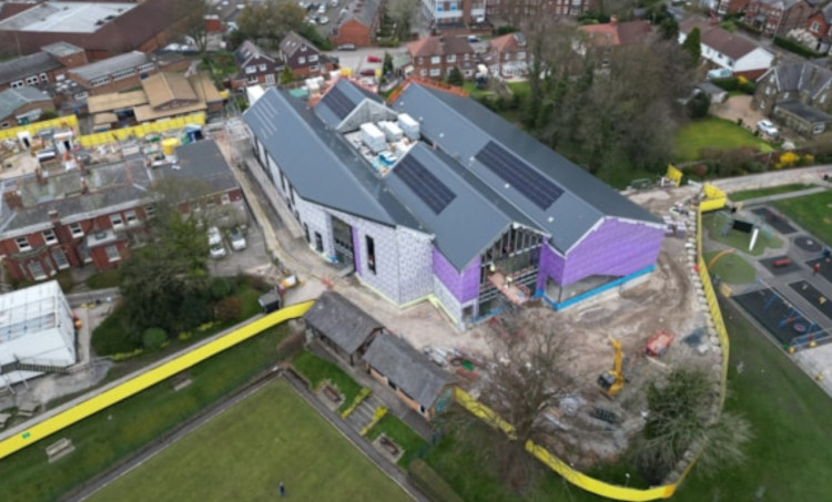 Marple's new community and leisure hub is taking shape and on track to open in Autumn 2026 (Image - Stockport Council)