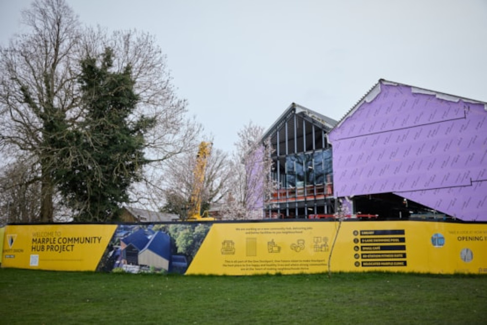 Marple's new community and leisure hub is taking shape and on track to open in Autumn 2026 (Image - Stockport Council)