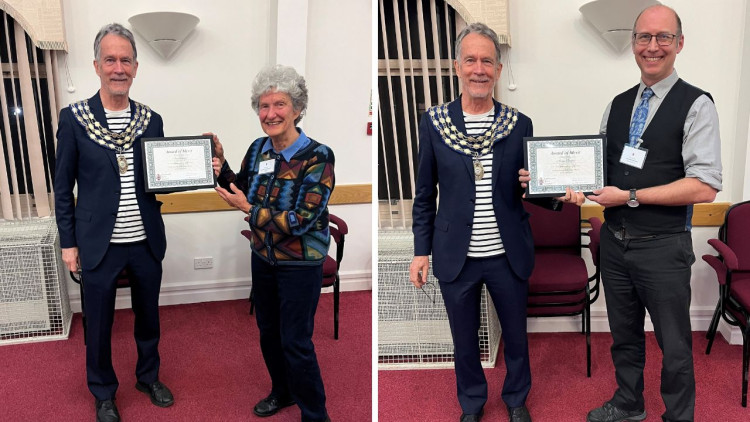 Cllr James Kennedy handed out two Mayoral Awards of Merit (images supplied)