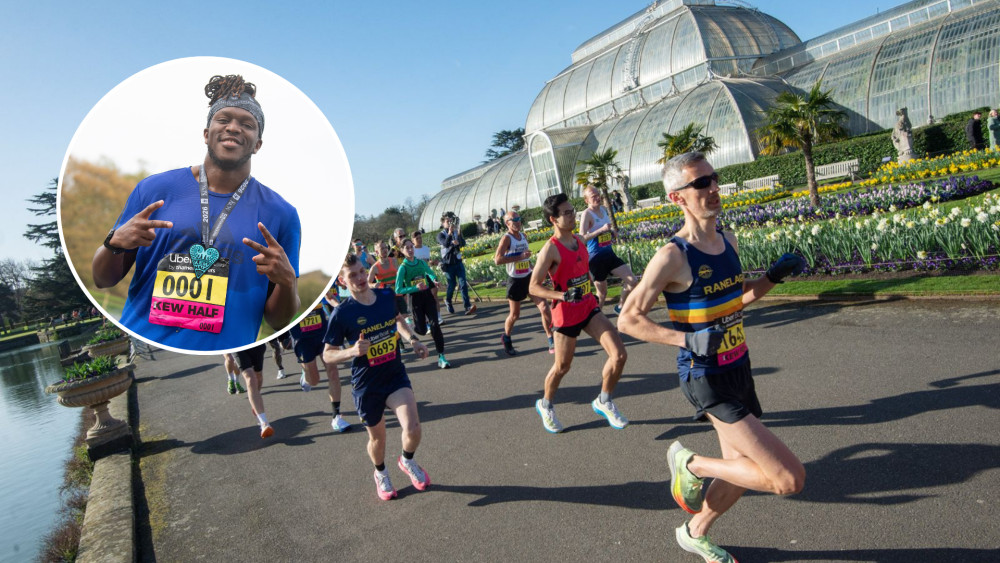 British influencer KSI participated in Kew The Run 2026 finishing with a time of 1:50:02 (credit: Kew The Run).