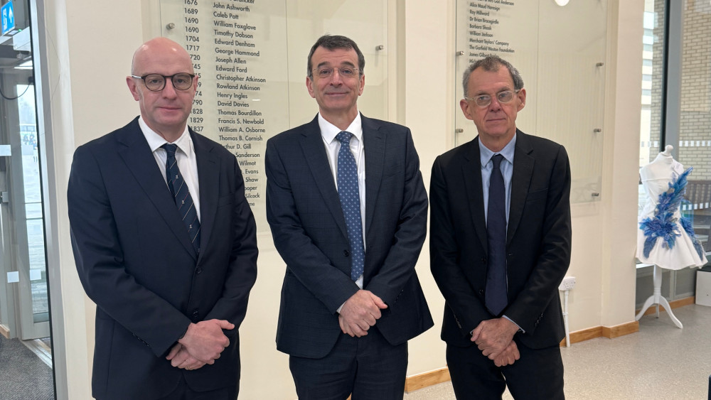 Former pupil Peter Aiers, head of King's Foundation Jason Slack and Michael Jackson (Credit: Supplied)