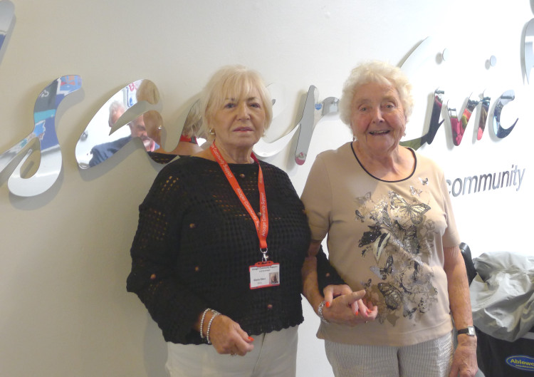 Gloria with one of her passengers, Jean, at the Lunch Club. (Photo: Alsager Community Support)