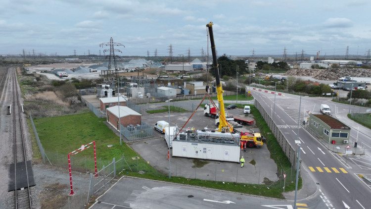 The GeoPura site at the Port of Tilbury with the arrival of the GeoPura electrolyser. 