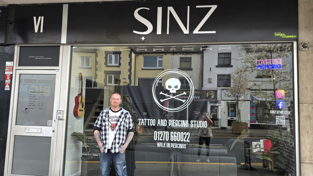 Owner of Sinz Tattoo and Body Piercing Studio, Liam Roberts, who launched the new Market Street shop on Tuesday 31 March (Photo: Ryan Parker).