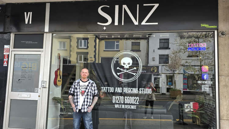 Owner of Sinz Tattoo and Body Piercing Studio, Liam Roberts, who launched the new Market Street shop on Tuesday 31 March (Photo: Ryan Parker).