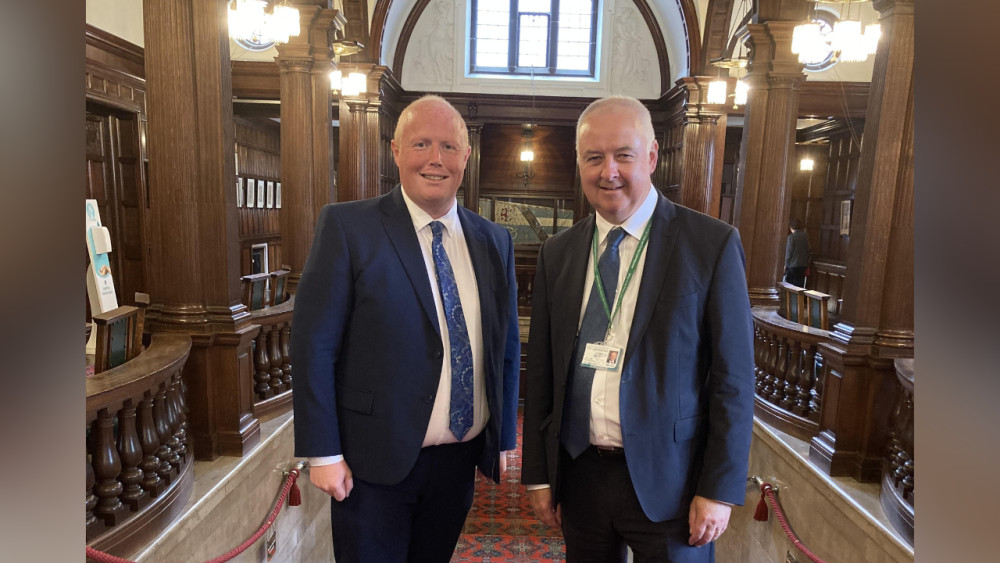 Staffordshire's Deputy Police Fire And Crime Commissioner Dave Evans (left) with Staffordshire Police Fire And Crime Commissioner Ben Adams (right) (image via LDRS)
