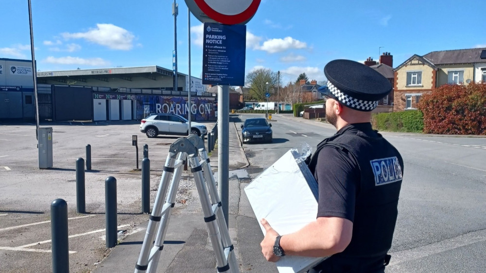 Police have taken action to address concerns with parking around the Leasing.com Stadium, home of Macclesfield FC (Credit: Cheshire Police)