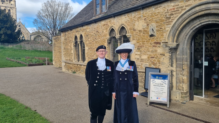 Susannah Fish welcomed as new High Sheriff of Rutland by outgoing High Sheriff Richard Chesterfield (Photo: Grace Kennington)