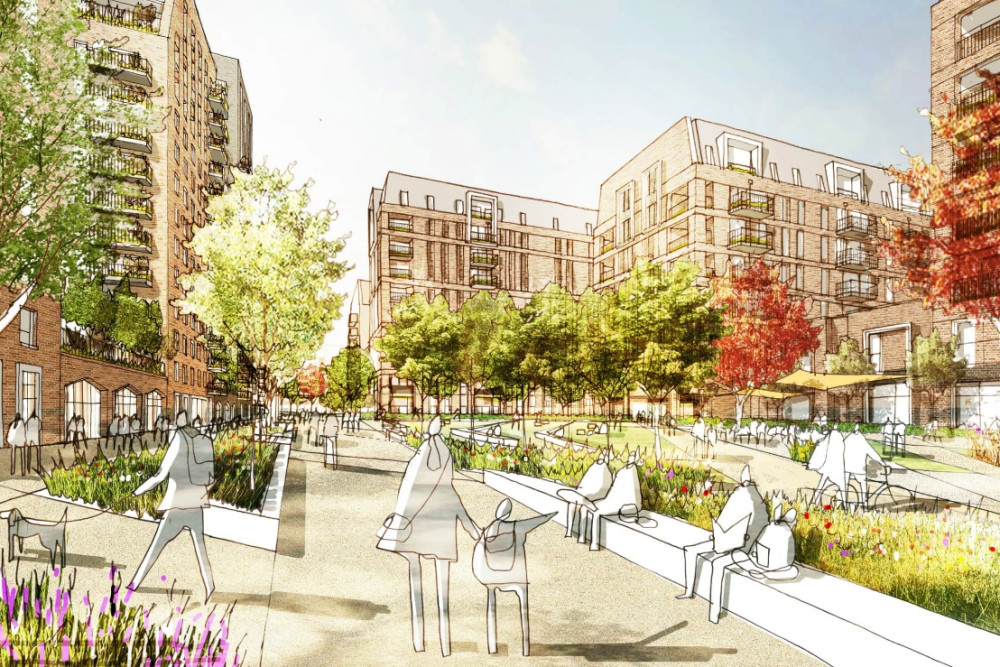 Visualisation of Signal Park, Tolworth, once phase two is completed. (Credit: Countryside Partnerships/The Guinness Partnership/PRP, provided in Kingston Council Documents)