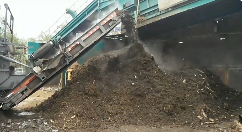 Dorset garden waste being turned into compost.