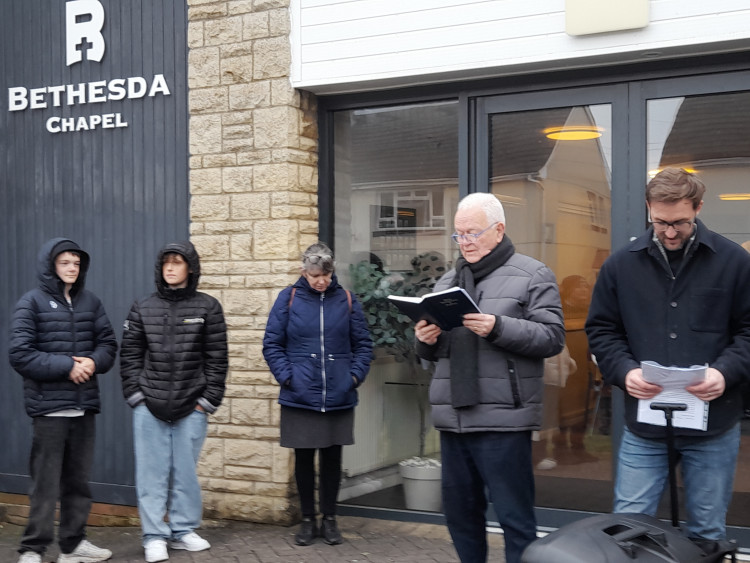 The end of the Walk of Witness at Bethesda Chapel.