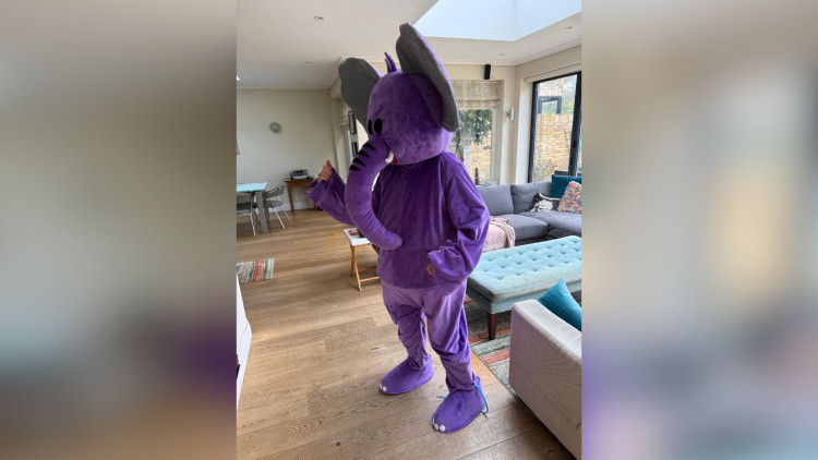 Matthew Fullalove will run the London Marathon in a giant purple elephant costume to raise funds for The Purple Elephant Project (credit: Image supplied).