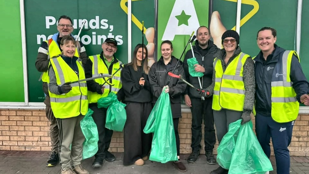 Volunteers have been cleaning up rubbish in the town centre (image via Stafford Borough Council)