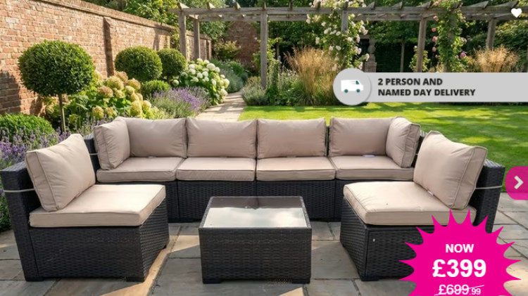 Outdoor 6-Seater Modular Rattan Corner Sofa Set with Coffee Table