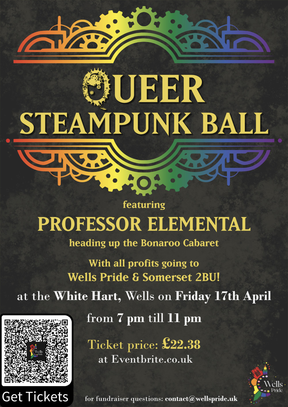 Experience a vibrant Victorian reimagining on 17th April, headlined by Professor Elemental. Tickets at £20, profits aid Wells Pride and Somerset 2BU. Join the celebration!