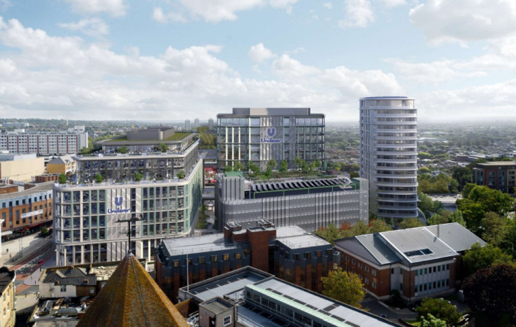 CGI of the approved Eden Campus redevelopment (residential development now being revised) (Credit: Cube Real Estate/ Darling Associates Archictects)