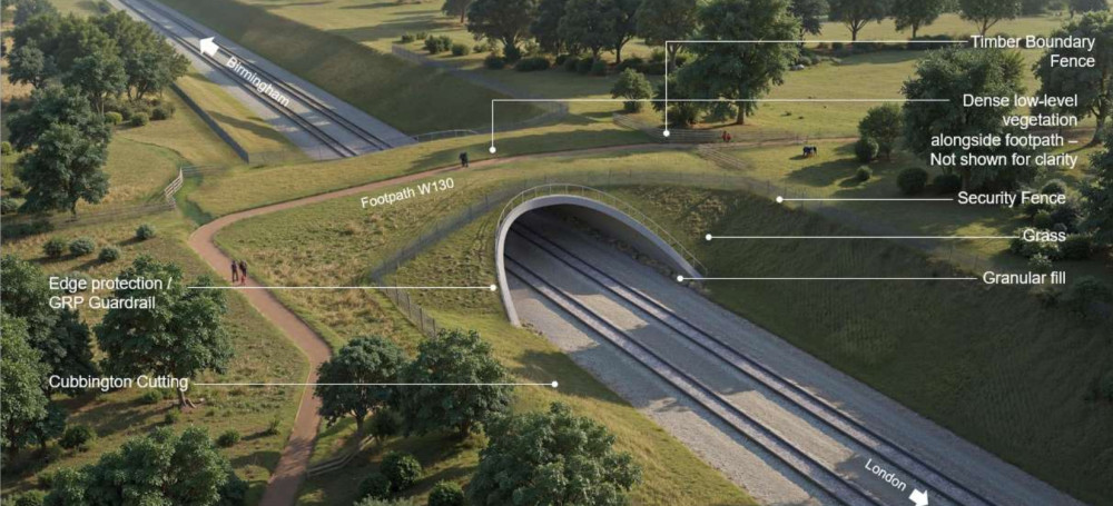 The new bridge would carry footpath W130 over the HS2 line (Image via planning application)