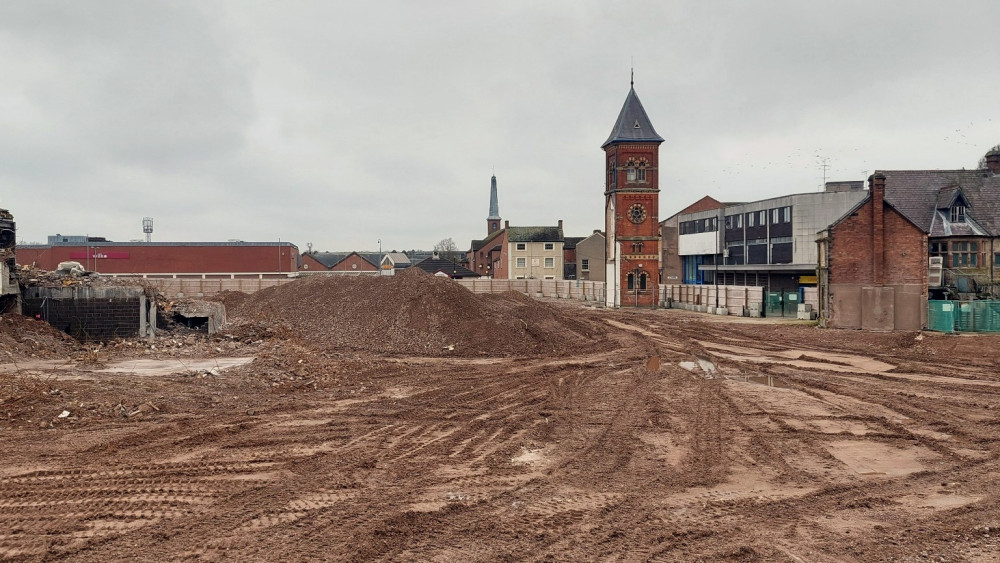 The cleared site of the former Guildhall Shopping Centre (image via Stafford Borough Council)