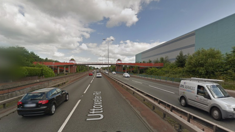 The A50 eastbound near Meir, between the slip roads at the Catchems Corner roundabout (A521) is currently closed (image via Google Street View)