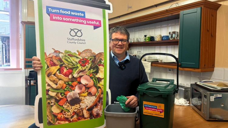 Andrew Mynors, Cabinet Member for Connectivity at Staffordshire County Council showing off the new caddies (image via Staffordshire County Council)